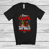 MacnyStore - Personalized Custom Name Santa Just Bring Irish Setters; Lovely Christmas Lights Tree Family T-Shirt