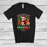 MacnyStore - Personalized Custom Name Merry Corgmas; Lovely Christmas Santa Corgi With Ornaments; Family T-Shirt