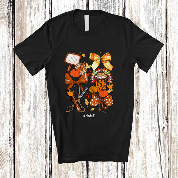 MacnyStore - Personalized Custom Name Fall Hair Stylist Collection; Proud Thanksgiving Coquettes; Jobs T-Shirt
