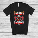 MacnyStore - Personalized Custom Name Merry Hunting Christmas; Joyful Santa Hunting Snow Around; Family T-Shirt