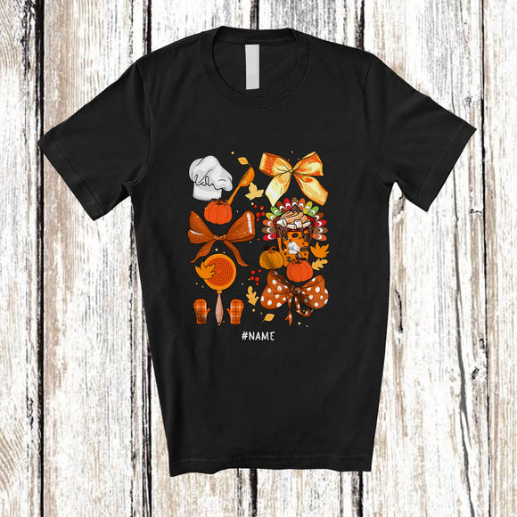 MacnyStore - Personalized Custom Name Fall Lunch Lady Chef Collection; Proud Thanksgiving Coquettes T-Shirt