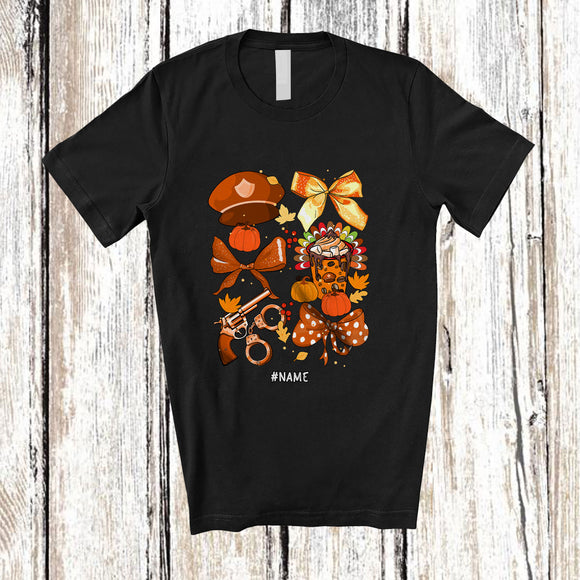 MacnyStore - Personalized Custom Name Fall Police Collection; Proud Thanksgiving Coquettes; Jobs T-Shirt