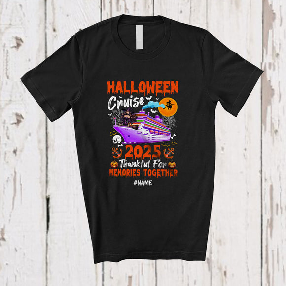 MacnyStore - Personalized Custom Name Halloween Cruise 2025 Memories; Joyful Witch Family Group T-Shirt