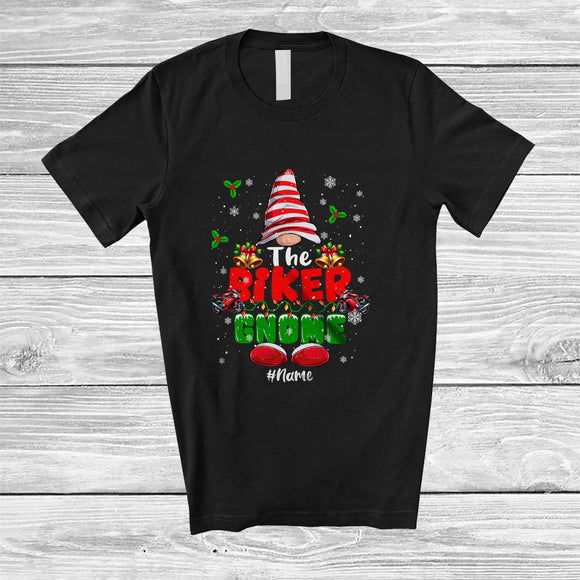 MacnyStore - Personalized Custom Name The Biker Gnome; Lovely Christmas Gnome Snow; Family Group T-Shirt