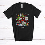 MacnyStore - Personalized Custom Name My Christmas Pajama Shirt; Lovely Sheep On Plaid Pickup Truck; Farmer T-Shirt