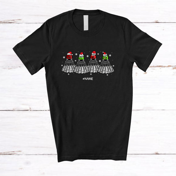 MacnyStore - Personalized Custom Name Four Santa Badminton Face Emotion Collection; Merry Christmas Player T-Shirt