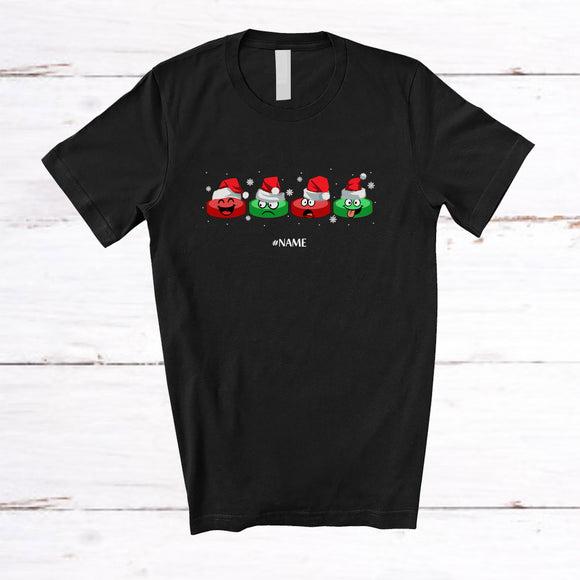 MacnyStore - Personalized Custom Name Four Santa Hockey Face Emotion Collection; Merry Christmas Player T-Shirt