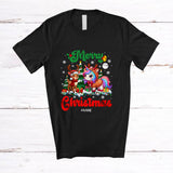 MacnyStore - Personalized Custom Name Merry Christmas; Adorable Reindeer Unicorn; Pajama Family T-Shirt