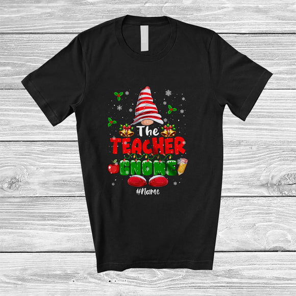 MacnyStore - Personalized Custom Name The Teacher Gnome; Lovely Christmas Gnome Snow; Family Group T-Shirt