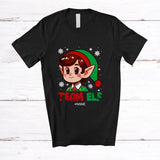 MacnyStore - Personalized Custom Name Team Elf; Amusing Christmas Elf Face Snow; Family Group T-Shirt