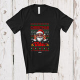 MacnyStore - Personalized Custom Name Christmas Vibes; Humorous Sweater Santa Heart Sunglasses; Family T-Shirt