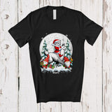 MacnyStore - Personalized Custom Name Santa Cat Riding Llama; Joyful Christmas Moon X-mas Pajama Family T-Shirt