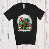 MacnyStore - Personalized Custom Name Santa Sloth Riding T-Rex; Joyful Christmas Moon X-mas Pajama Family T-Shirt