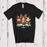 MacnyStore - Personalized Custom Name Three Elf Reindeer Santa Hamsters; Lovely Christmas Lights Animal T-Shirt