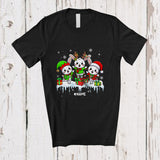 MacnyStore - Personalized Custom Name Three Elf Reindeer Santa Rabbits; Lovely Christmas Lights Animal T-Shirt