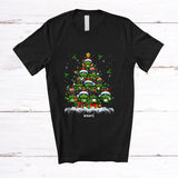 MacnyStore - Personalized Custom Name Frog Christmas Tree; Merry X-mas Lights Snowing; Family Group T-Shirt