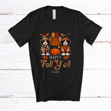MacnyStore - Personalized Custom Name Happy Fall Y'all; Amusing Thanksgiving Plaid Paws Bernedoodles Owner T-Shirt