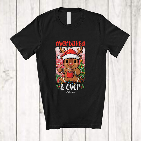 MacnyStore - Personalized Custom Name Overbaked; Adorable Christmas Santa Reindeer Cookie; Baker Baking T-Shirt