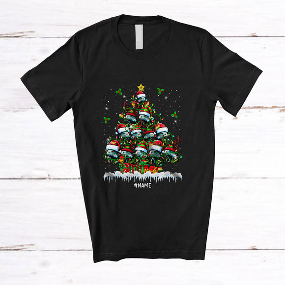 MacnyStore - Personalized Custom Name Iguana Christmas Tree; Merry X-mas Lights Snowing; Family Group T-Shirt