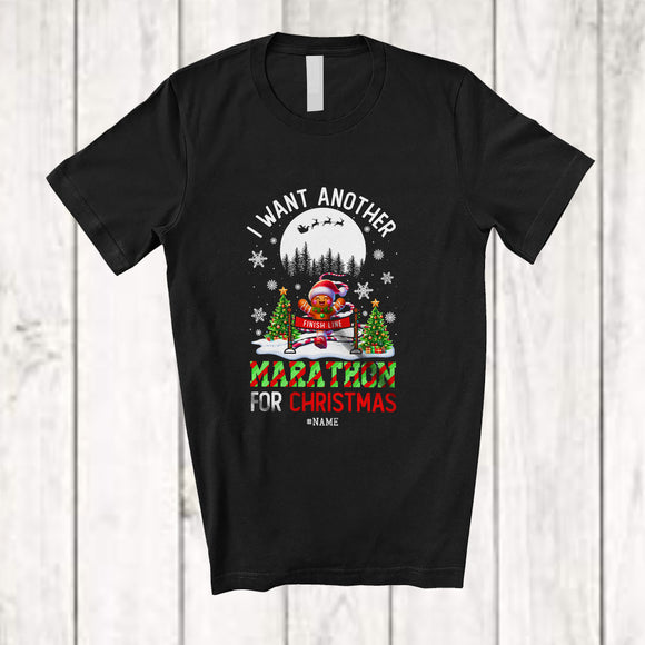 MacnyStore - Personalized Custom Name I Want Another Marathon Christmas; Joyful Gingerbread Runner Running T-Shirt