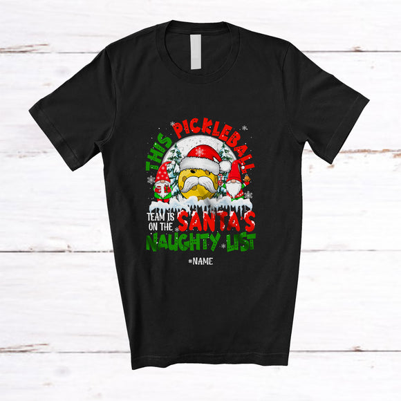 MacnyStore - Personalized Pickleballs Team On Santa's Naughty List; Joyful Christmas Custom Name Player T-Shirt