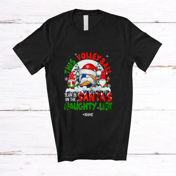 MacnyStore - Personalized Volleyball Team On Santa's Naughty List; Joyful Christmas Custom Name Player T-Shirt
