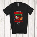 MacnyStore - Personalized Custom Name Christmas Movie Watching Shirt; Joyful Santa Gingerbread; Men Family T-Shirt