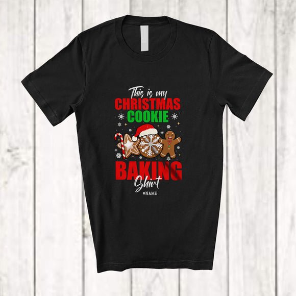 MacnyStore - Personalized Custom Name Christmas Cookie Baking Shirt; Joyful Santa Gingerbread; Men Baker T-Shirt