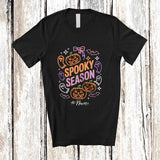 MacnyStore - Personalized Custom Name Spooky Season; Creepy Halloween Pumpkin Boo Ghost; Family T-Shirt