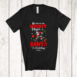 MacnyStore - Personalized Custom Name Nice To Hockey Player; Amusing Christmas Santa Playing Hockey T-Shirt