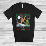 MacnyStore - Personalized Custom Name Santa Pug Riding Giraffe; Merry Christmas Sweater Moon Animal T-Shirt