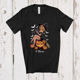 MacnyStore - Personalized Custom Name Witch With Black Cat On Pumpkin; Lovely Halloween Family T-Shirt