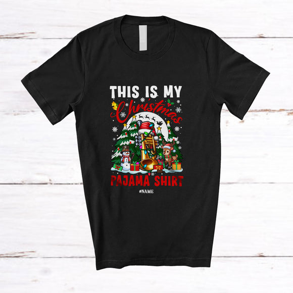 MacnyStore - Personalized This Is My Christmas Pajama Shirt; Joyful Custom Name Santa Trumpet Player Musician T-Shirt