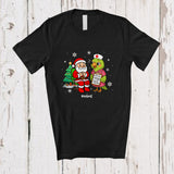 MacnyStore - Personalized Custom Name Nurse Parrot With Santa; Humorous Christmas Tree Parrot Nursing T-Shirt
