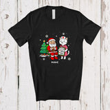 MacnyStore - Personalized Custom Name Nurse Cat With Santa; Humorous Christmas Tree Cat Nursing T-Shirt