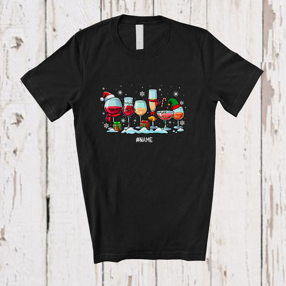 MacnyStore - Personalized Custom Name Christmas Wine Collection; Lovely Snow Drinking Drunker Bartender T-Shirt