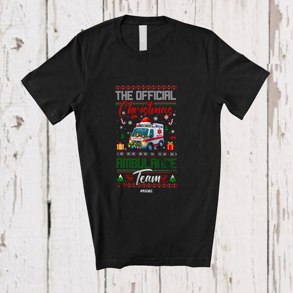 MacnyStore - Personalized Custom Name Official Christmas Ambulance Team; Lovely X-mas Sweater Driver T-Shirt