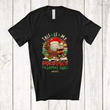 MacnyStore - Personalized Custom Name Vintage Retro My Christmas Pajama; Joyful Santa Sleigh Golf Player T-Shirt