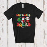 MacnyStore - Personalized Custom Name EMT Nurse Squad; Humorous Christmas Tree Snowman Santa T-Shirt