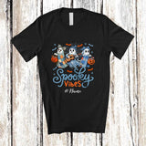 MacnyStore - Personalized Custom Name Spooky Vibes; Lovely Halloween Three Boo Playing Guitar Musician T-Shirt