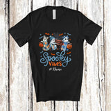 MacnyStore - Personalized Custom Name Spooky Vibes; Lovely Halloween Three Boo Playing Piano Musician T-Shirt