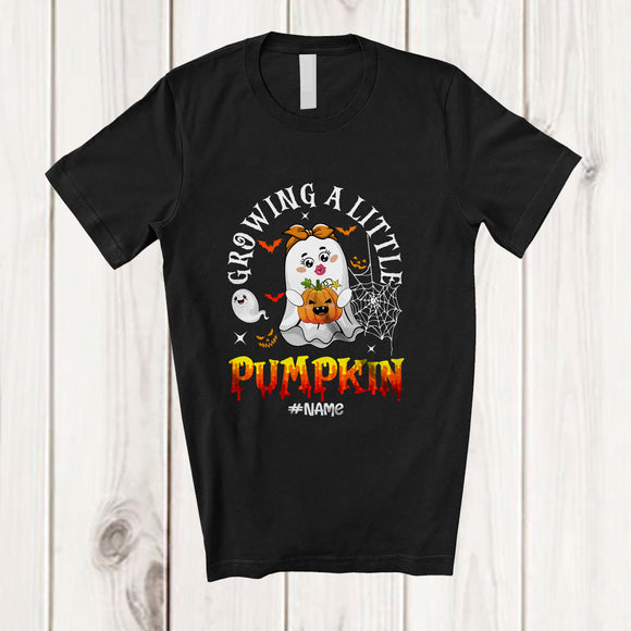 MacnyStore - Personalized Custom Name Growing A Little Pumpkin; Lovely Halloween Pregnancy Boo Ghost T-Shirt