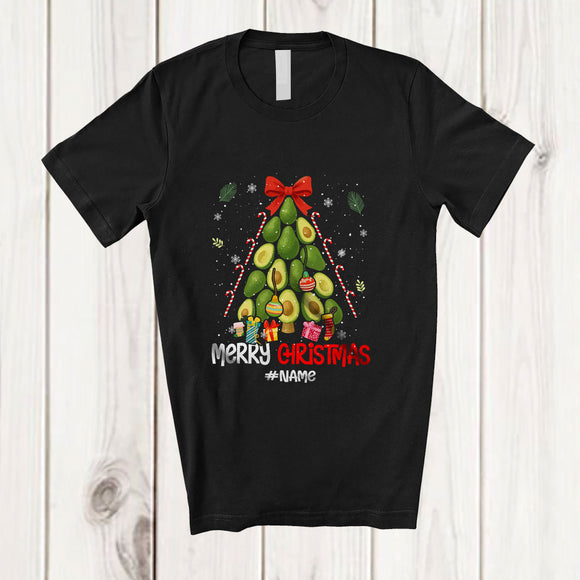 MacnyStore - Personalized Custom Name Merry Christmas; Humorous X-mas Tree Avocado; Farming Fruit Vegan T-Shirt
