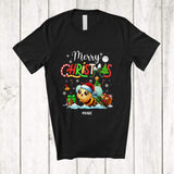 MacnyStore - Personalized Custom Name Merry Christmas; Lovely X-mas Tree Snowing Santa Bee Animal T-Shirt