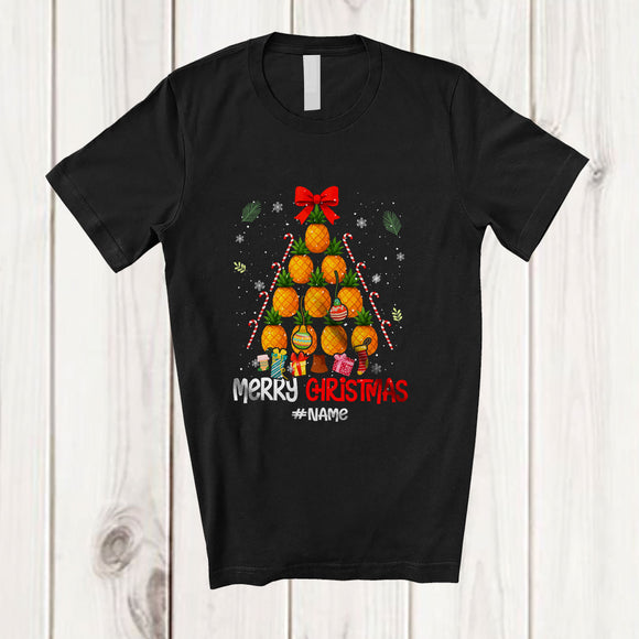 MacnyStore - Personalized Custom Name Merry Christmas; Humorous X-mas Tree Pineapple; Farming Fruit Vegan T-Shirt