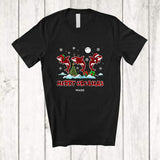 MacnyStore - Personalized Custom Name Merry Orcamas; Amazing Christmas Three Plaid Orca Killer Whale T-Shirt
