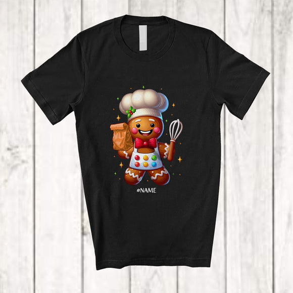 MacnyStore - Personalized Custom Name Gingerbread Chef; Proud Christmas Jobs Baking Baker T-Shirt