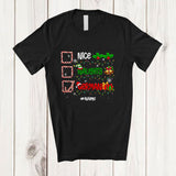 MacnyStore - Personalized Custom Name Nice Naughty German; Sarcastic Christmas Lights Pajama Family T-Shirt