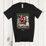 MacnyStore - Personalized Custom Name Santa Riding Cow; Awesome Christmas Sweater Snowman Farmer T-Shirt