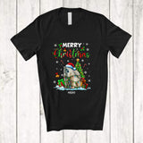 MacnyStore - Personalized Custom Name Merry Christmas; Lovely X-mas Tree Snowing Santa Polar Bear Animal T-Shirt